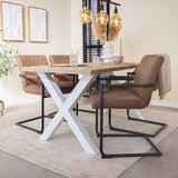 Dining table Lenzo Robson oak x-leg white