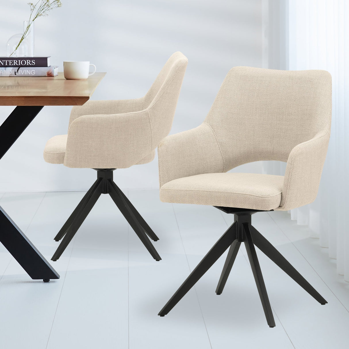 Sid Swivel Dining Chair with Armrests Anthracite