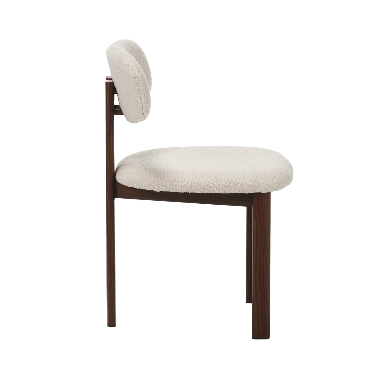 Japandi Dining Chair Miyo Bouclé Ivory - Walnut Look Frame 