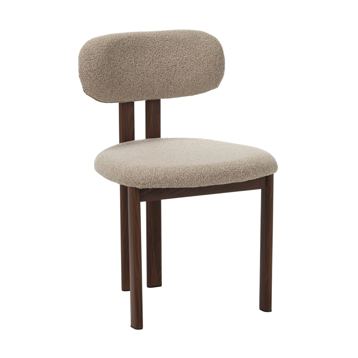 Japandi Dining Chair Miyo Bouclé Sand Color - Walnut Look Frame 