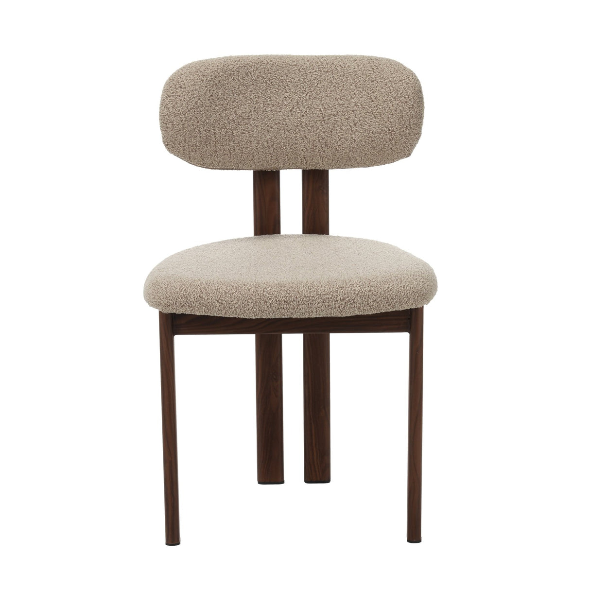Japandi Dining Chair Miyo Bouclé Sand Color - Walnut Look Frame 