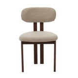 Japandi Dining Chair Miyo Bouclé Sand Color - Walnut Look Frame 