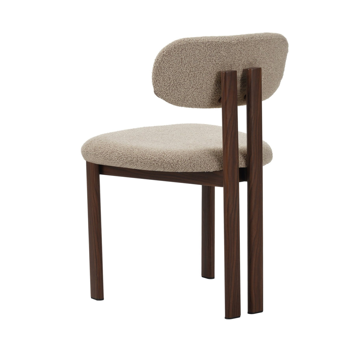 Japandi Dining Chair Miyo Bouclé Sand Color - Walnut Look Frame 