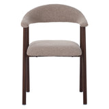 Japandi Dining Chair Sand Color Bouclé Suki - Walnut Frame - With Armrests 
