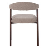 Japandi Dining Chair Sand Color Bouclé Suki - Walnut Frame - With Armrests 