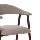 Japandi Dining Chair Sand Color Bouclé Suki - Walnut Frame - With Armrests 