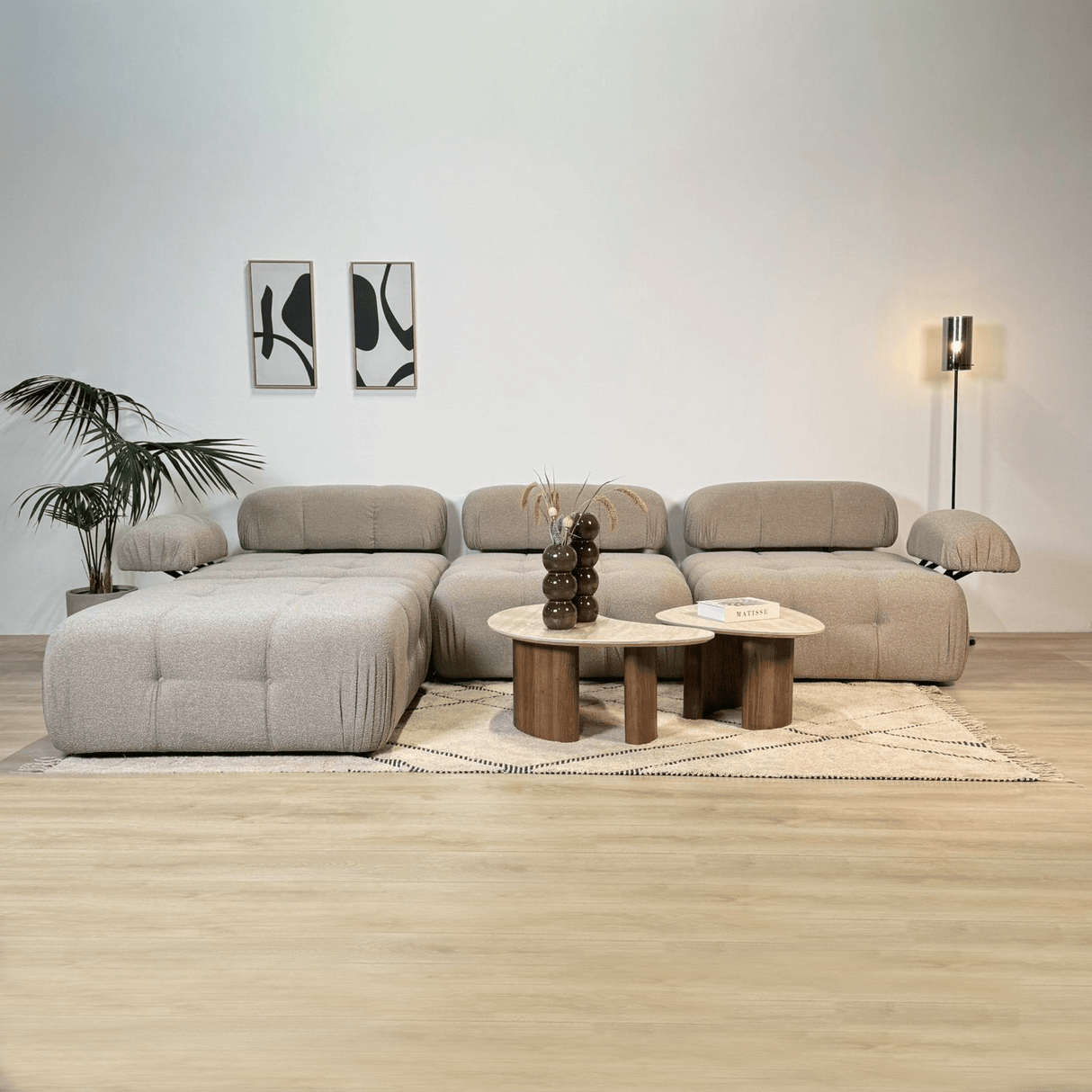 Modular Bank 3-seater with Hocker Doblo Beige