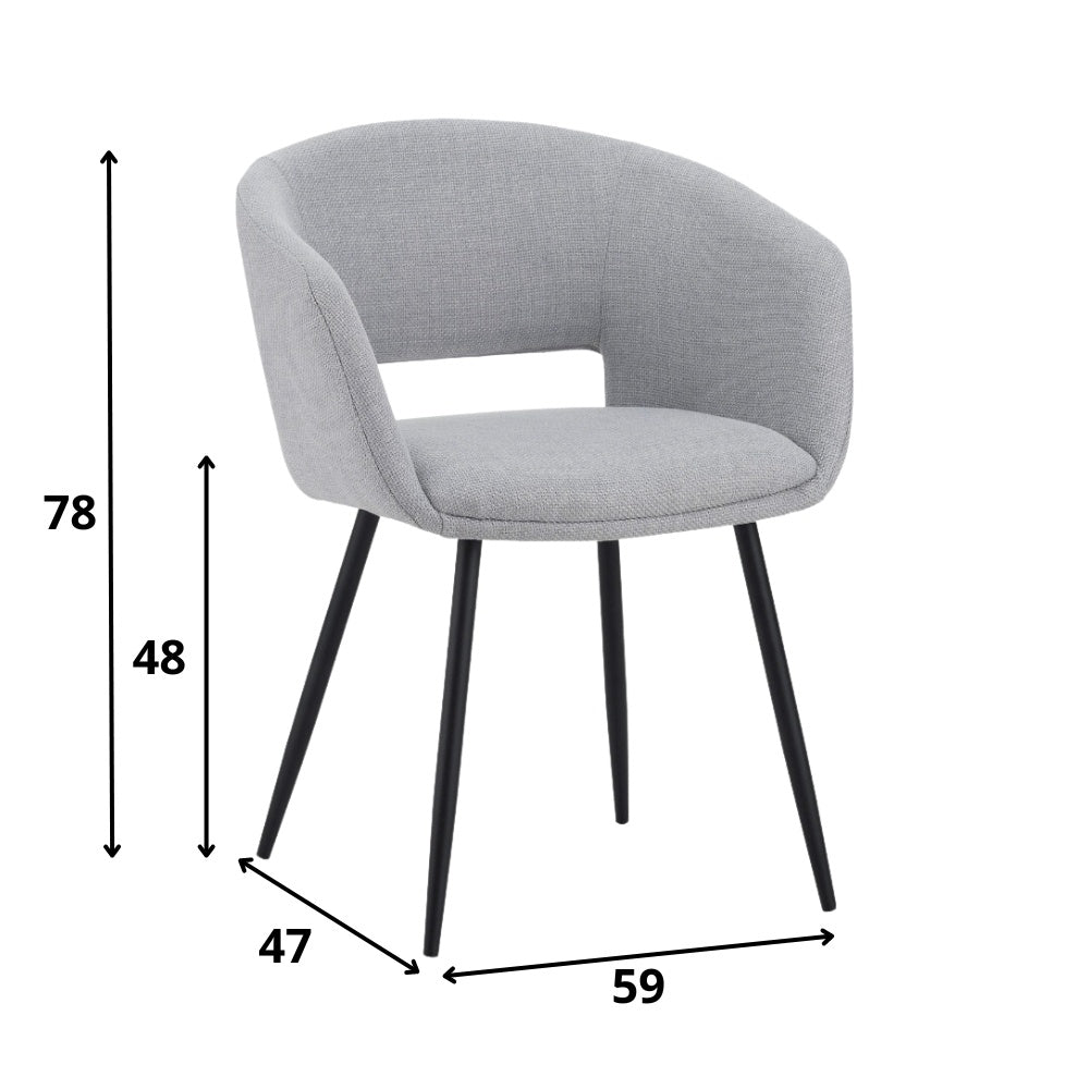Eetkamerstoel Don Dimehouse Lichtgrijs LxBxH 60x56x56 Stof Witfoto maatindicatie