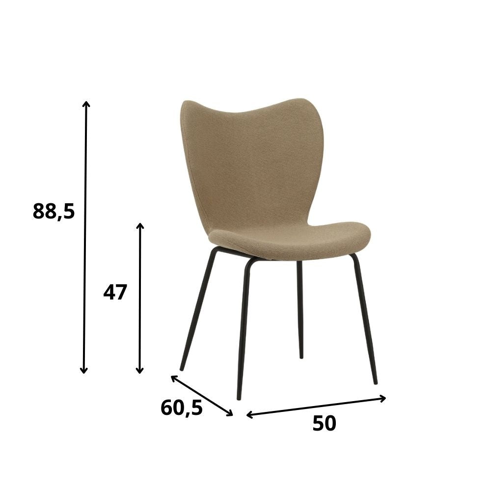 Eetkamerstoel Sia Dimehouse Taupe LxBxH 72x55x51 Stof Witfoto maatindicatie