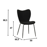 Eetkamerstoel Sia Dimehouse Zwart LxBxH 72x55x51 Stof Witfoto maatindicatie