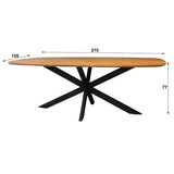 Eettafel Laurie DH Interior Acacia LxBxH 221x111x19 Acaciahout Witfoto maatindicatie