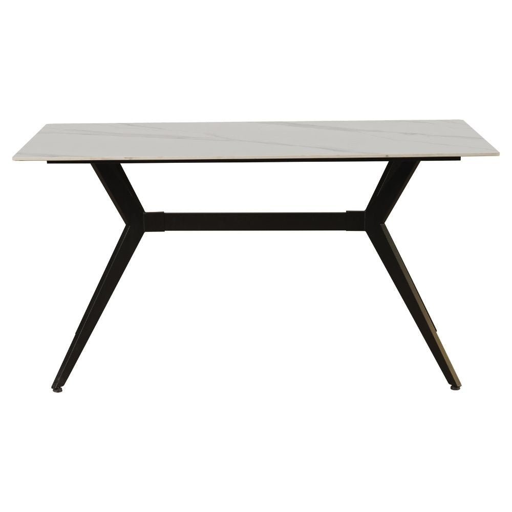 Eettafel Grace White Dimehouse Wit LxBxH 160x94x13 Sintered stone Sfeerfoto schuin vooraanzicht