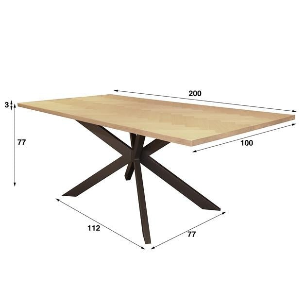 Eettafel Lisbet DH Interior Eiken LxBxH 209x109x13 Eikenhout Witfoto maatindicatie