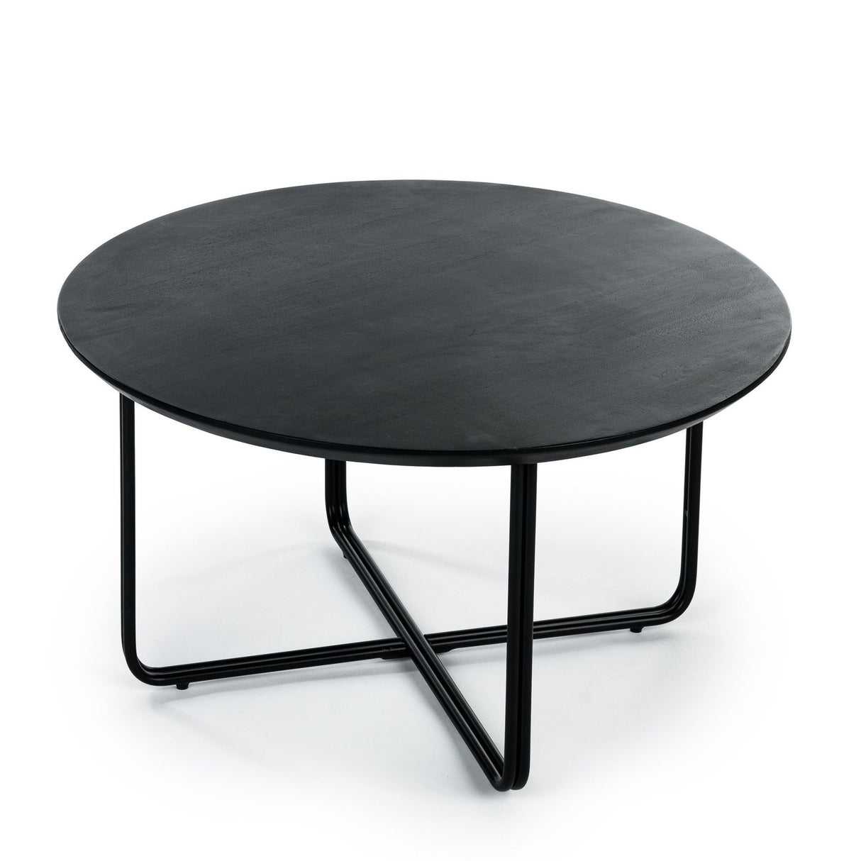 Salontafel Stewie Black DH Interior Zwart LxBxH 80x80x14 Acaciahout Witfoto schuin vooraanzicht