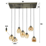 Hanglamp Felien Amber DH Interior Amber color glas LxBxH 99x41x32 Glas Witfoto maatindicatie