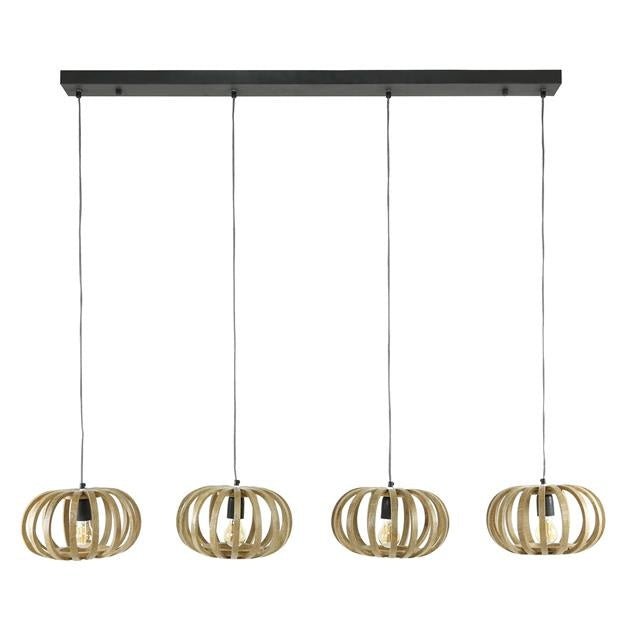 Hanglamp Susanne DH Interior Mango LxBxH 146x41x30 Mangohout Witfoto vooraanzicht