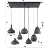 Hanglamp Kristin DH Interior Bruin LxBxH 91x45x36 Zwart bruin Witfoto maatindicatie