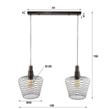 Hanglamp Luki DH Interior Koper LxBxH 95x49x45 Metaal Witfoto maatindicatie