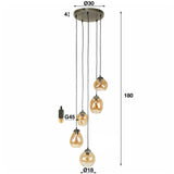 Hanglamp Felien Amber DH Interior Amber color glas LxBxH 59x59x32 Glas Witfoto maatindicatie