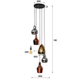 Hanglamp Lari DH Interior Zwart LxBxH 63x58x29 Metaal Witfoto maatindicatie