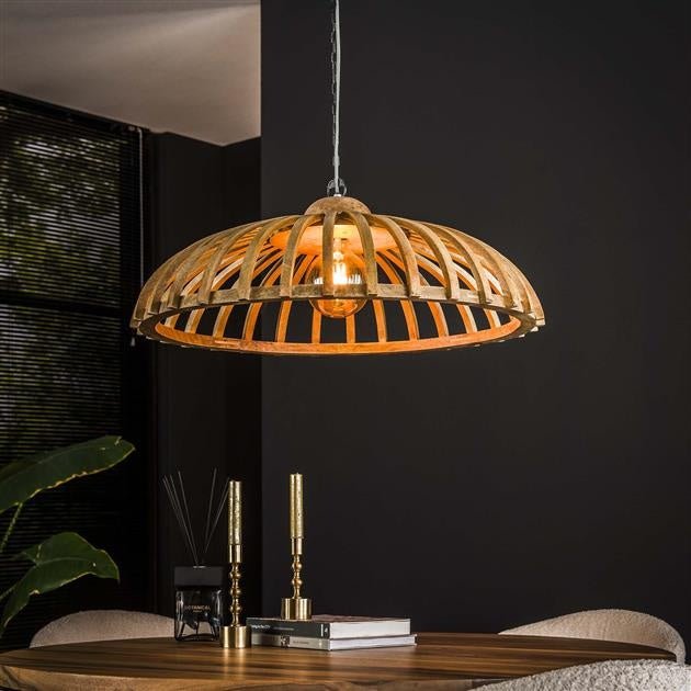 Hanglamp Wes DH Interior Mango LxBxH 89x88x31 Mangohout Sfeerfoto schuin vooraanzicht