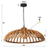 Hanglamp Wes DH Interior Mango LxBxH 89x88x31 Mangohout Witfoto maatindicatie