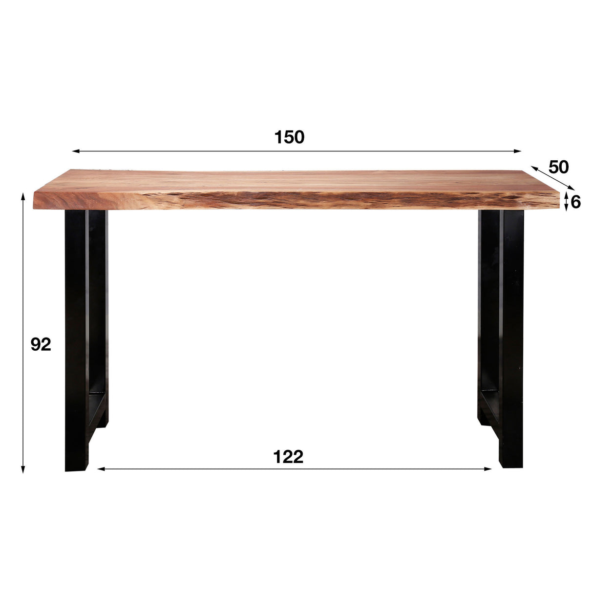 Bartafel Vince DH Interior Acacia LxBxH 157x58x9 Acaciahout Witfoto maatindicatie