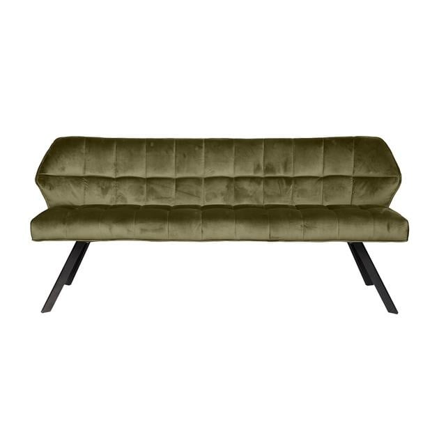 Eetkamerbank Romy DH Interior Groen LxBxH 188x59x48 Velvet Witfoto vooraanzicht