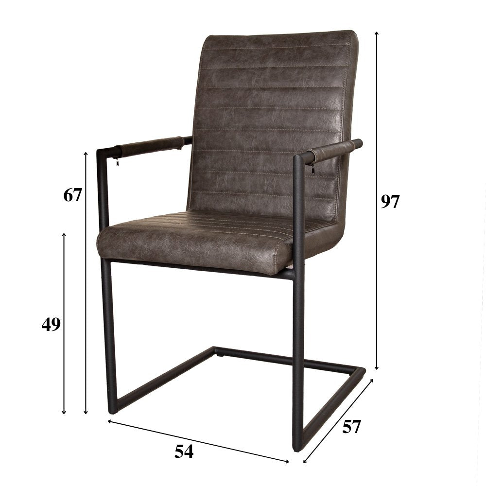 Eetkamerstoel Bras Dimehouse Antraciet LxBxH 73x59x58 Kunstleer Witfoto maatindicatie