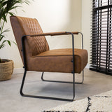 Fauteuil Peter Dimehouse Cognac LxBxH 68x62x45 Kunstleer Sfeerfoto zijaanzicht