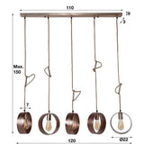 Hanglamp Bruno DH Interior Nikkel LxBxH 112x25x18 Nikkel Witfoto maatindicatie