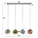 Hanglamp Ada DH Interior Zilver LxBxH 125x45x30 Zilver Witfoto maatindicatie