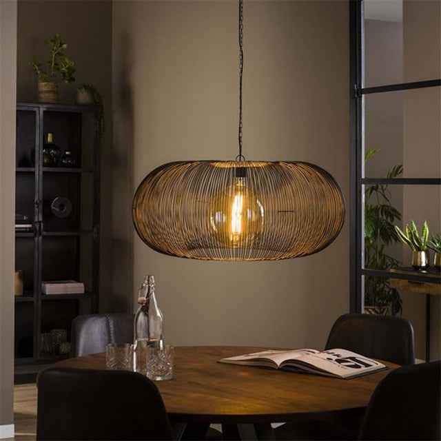 Hanglamp Jill DH Interior Zwart LxBxH 75x75x40 Nikkel Sfeerfoto schuin vooraanzicht