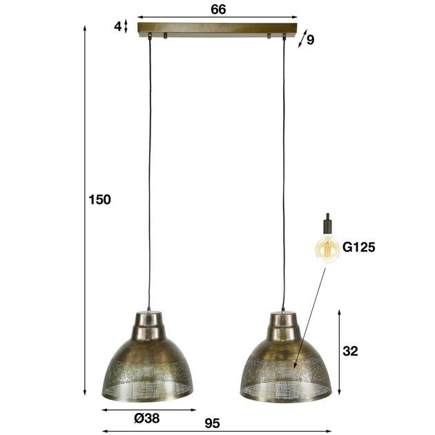 Hanglamp Luisa DH Interior Brons LxBxH 79x42x37 Brons Witfoto maatindicatie