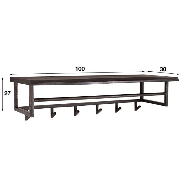 Kapstok Yme DH Interior Acacia LxBxH 103x37x30 Acaciahout Witfoto maatindicatie