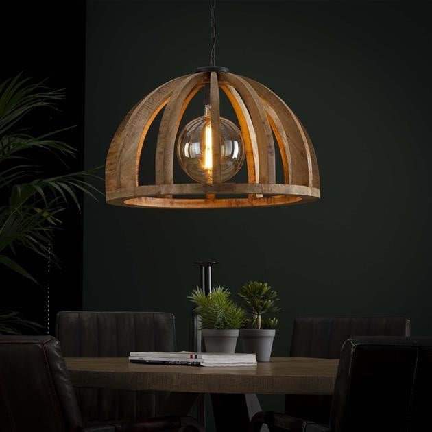 Hanglamp Madri DH Interior Mango LxBxH 69x69x50 Mangohout Sfeerfoto vooraanzicht