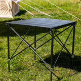 Campingtafel Opvouwbaar aluminium 72x65x51 cm Dimehouse Zwart LxBxH 81x18x18 Aluminium Sfeerfoto schuin vooraanzicht