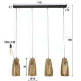 Hanglamp Elias DH Interior Mango LxBxH 140x42x20 Mangohout Witfoto maatindicatie