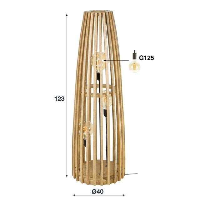 Vloerlamp Elias DH Interior Mango LxBxH 128x45x45 Mangohout Witfoto maatindicatie