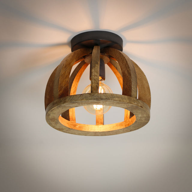 Plafondlamp Madri DH Interior Mango LxBxH 34x34x28 Mangohout Sfeerfoto schuin vooraanzicht