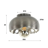 Plafondlamp Jame DH Interior Zwart LxBxH 36x36x23 Nikkel Witfoto maatindicatie