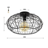 Plafondlamp Kim DH Interior Bruin LxBxH 37x37x21 Zwart bruin Witfoto maatindicatie