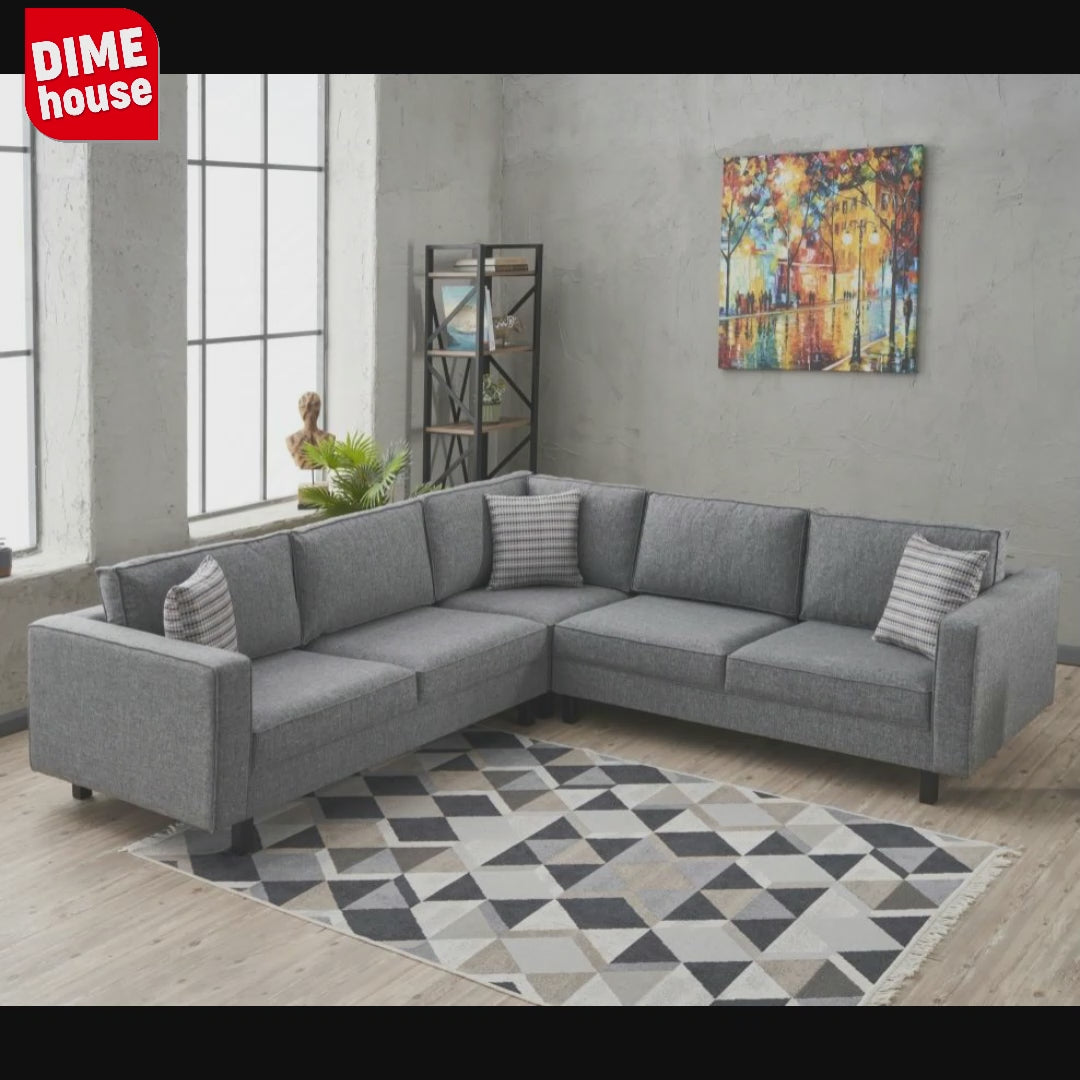 Corner sofa Kale Velvet Cream - five person 