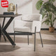 Dining chair Lola bouclé fabric cream white with round back and arm 