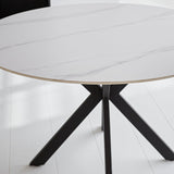 Eettafel Yuna White Dimehouse Wit LxBxH 121x121x11 Sintered stone Sfeerfoto detail