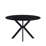 Eettafel Yuna Black Dimehouse Zwart LxBxH 132x132x11 Sintered stone Witfoto vooraanzicht