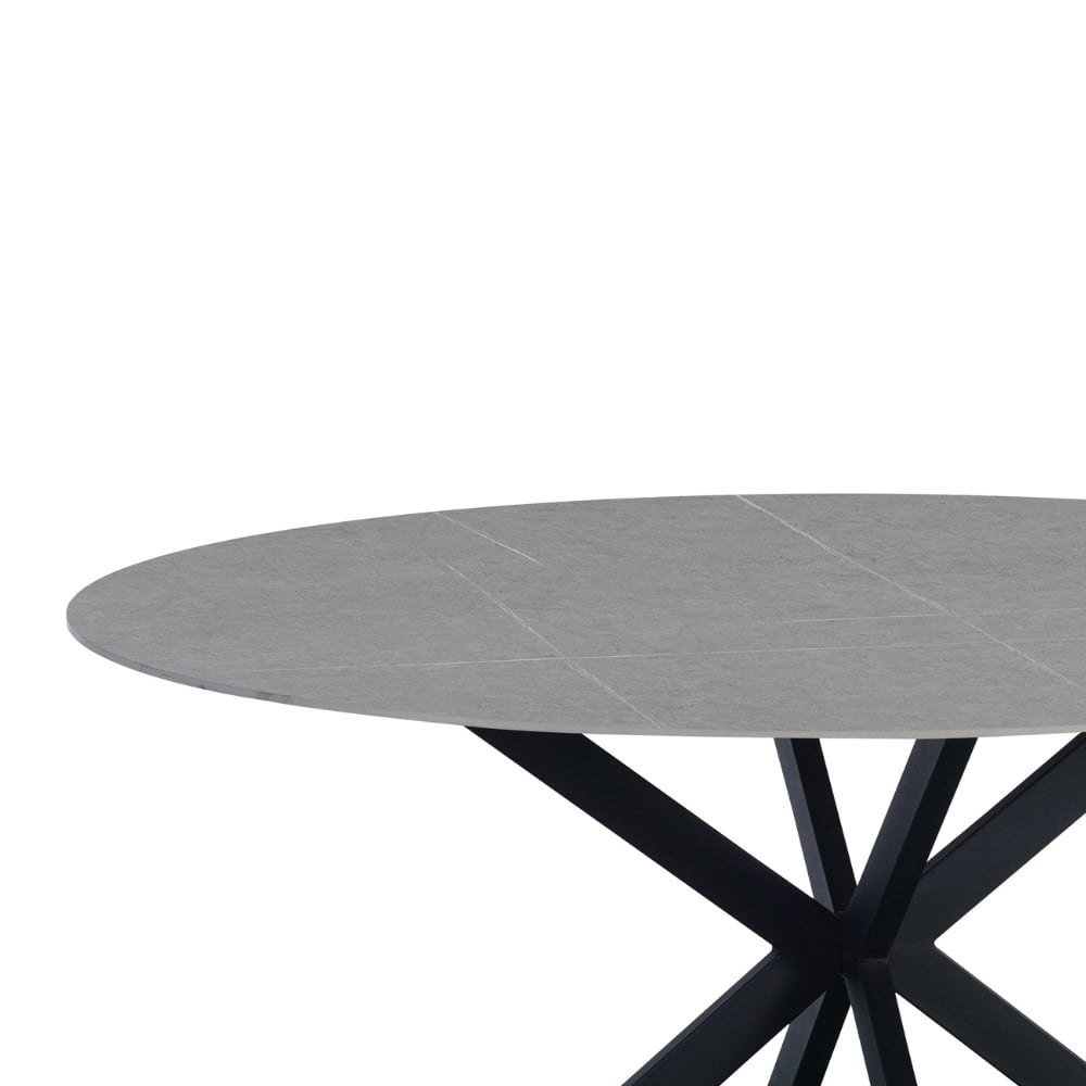 Eettafel Yuna Grey Dimehouse Grijs LxBxH 141x141x11 Sintered stone Witfoto detail