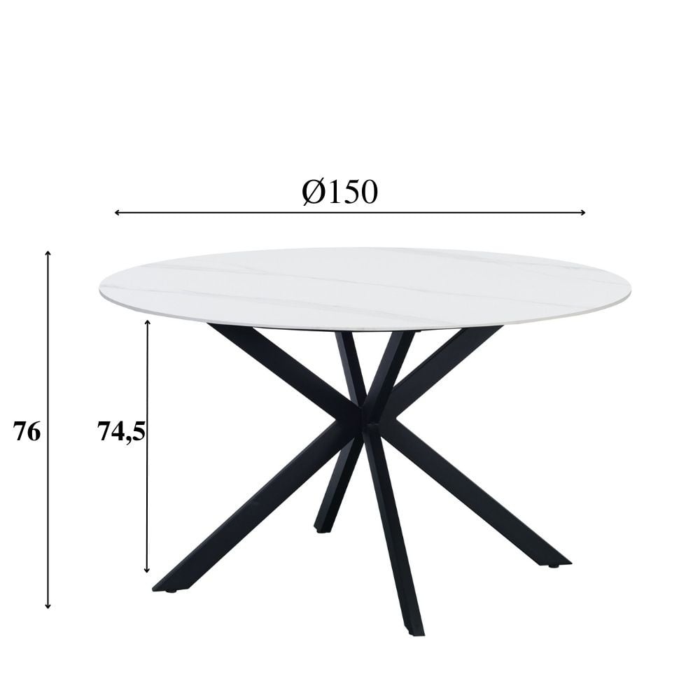 Eettafel Yuna White Dimehouse Wit LxBxH 114x77x9 Sintered stone Witfoto maatindicatie