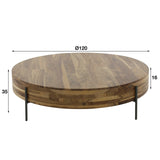 Salontafel Daya DH Interior Saja LxBxH 128x128x25 Sajahout Witfoto maatindicatie