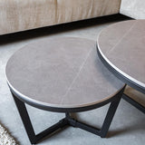 Coffee table set of 2 Brady Round Marmerlook Gray